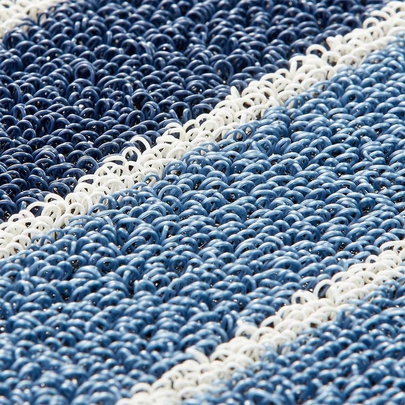 Chilewich Block Stripe Shag Doormat, Denim - Image 4